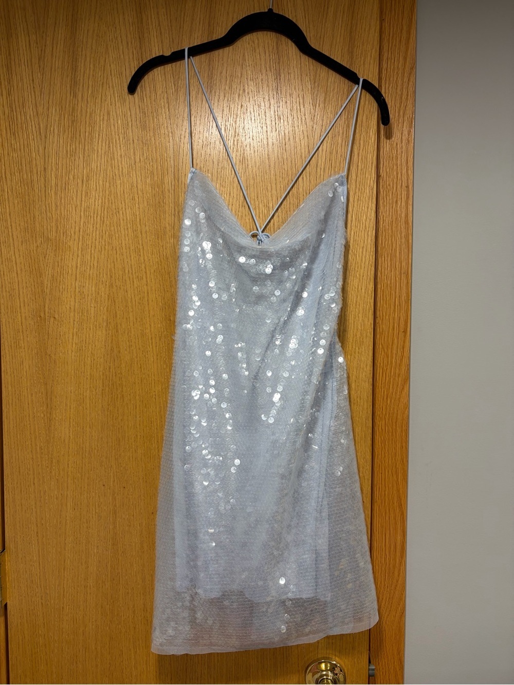 Wild Fable Light Blue Sequin Spaghetti Strap Mini Dress - Size Small